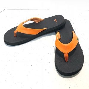 Orange Sanuk flip flops